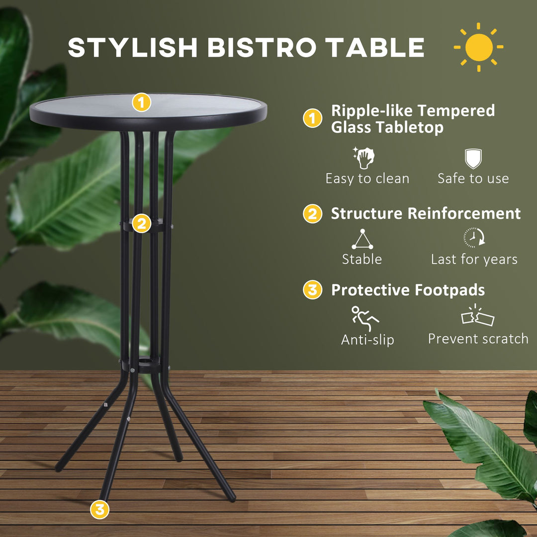 Outsunny Bistro Bliss: 3-Piece High-Top Patio Set with Round Table & 2 Bar Stools in Black/Tan