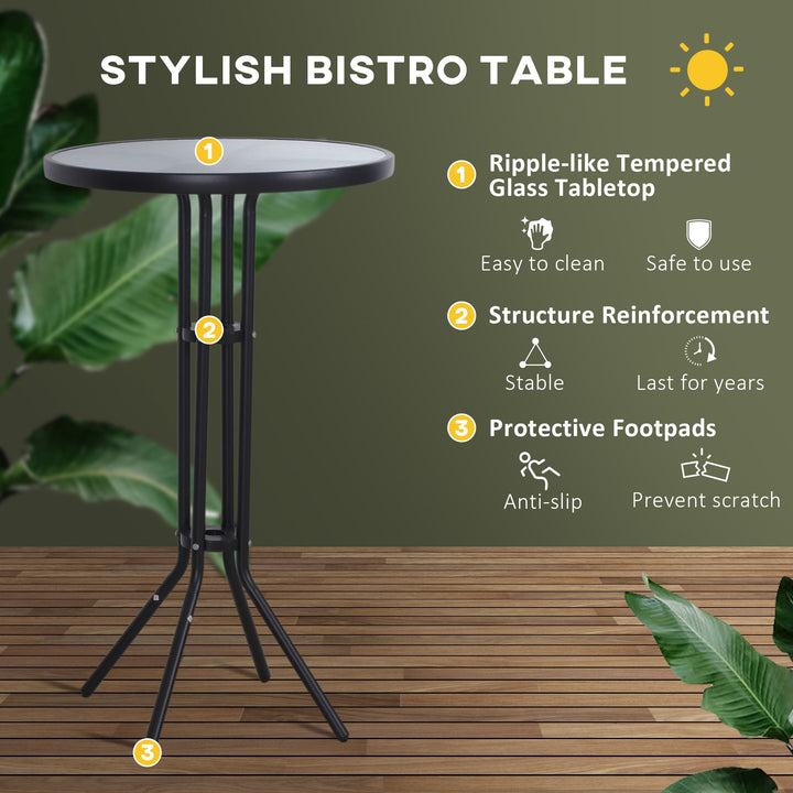 Outsunny Bistro Bliss: 3-Piece High-Top Patio Set with Round Table & 2 Bar Stools in Black/Tan