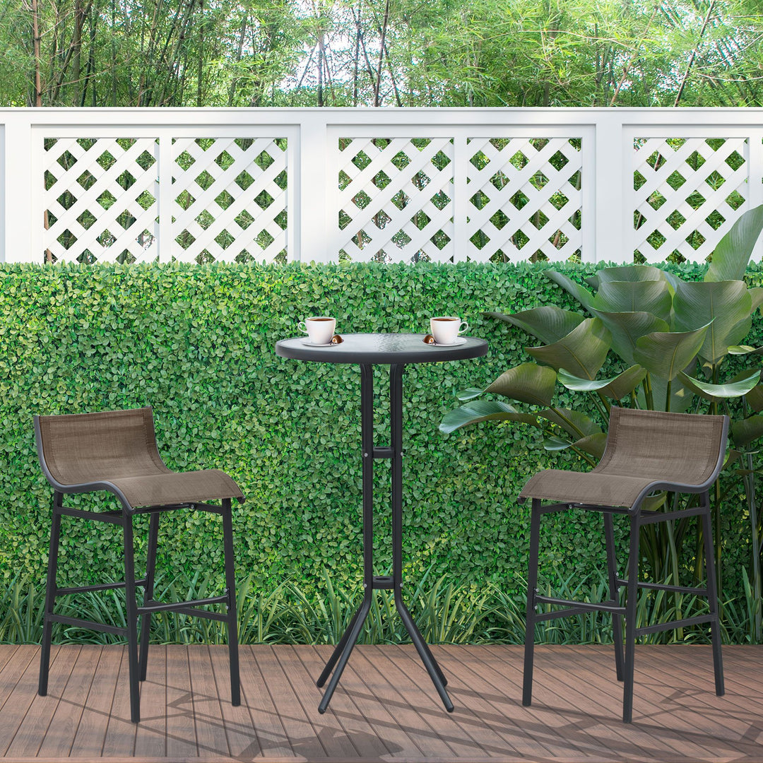 Outsunny Bistro Bliss: 3-Piece High-Top Patio Set with Round Table & 2 Bar Stools in Black/Tan