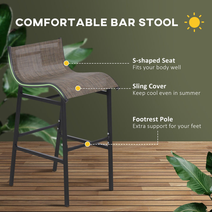 Outsunny Bistro Bliss: 3-Piece High-Top Patio Set with Round Table & 2 Bar Stools in Black/Tan