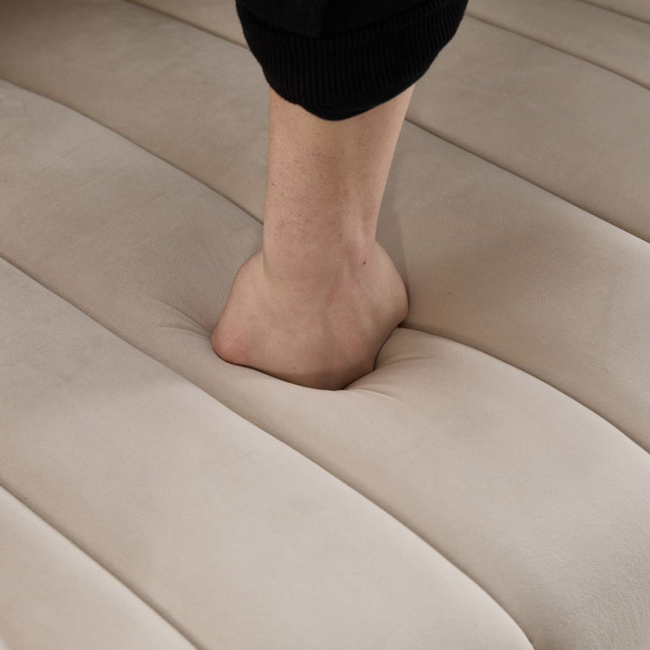 40.35"W Upholstered Oversized 360° Swivel Accent Barrel Chair and Half Cozy Sofa with 3 Pillows, Velvet Channel Tufted Pumpkin-Shape Club Armchair for Living Room, Bedroom, Office, Lounge,BEIGE