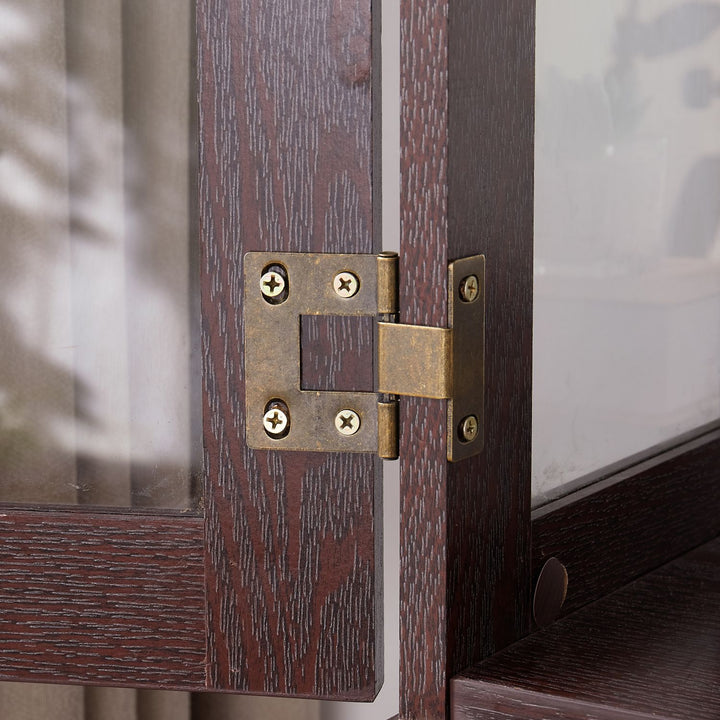 Lighted Glass Curio Display Cabinet,Display Cabinet,Glass Storage Cabinet Glass Wine cabinet Wood Frame Toy Display for Living Room, Kitchen, Pantry light bulb included Dark Cherry