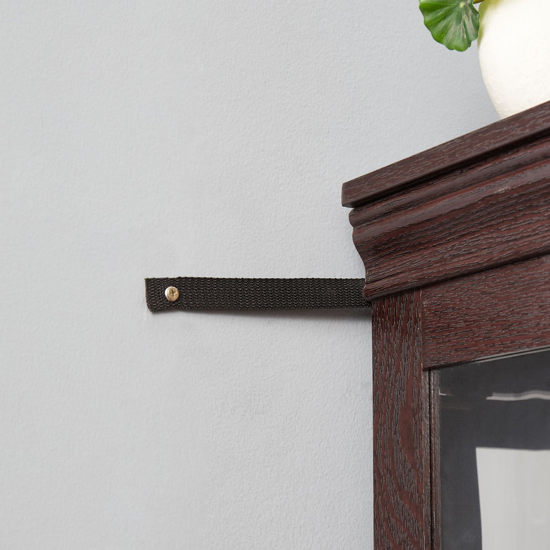 Lighted Glass Curio Display Cabinet,Display Cabinet,Glass Storage Cabinet Glass Wine cabinet Wood Frame Toy Display for Living Room, Kitchen, Pantry light bulb included Dark Cherry