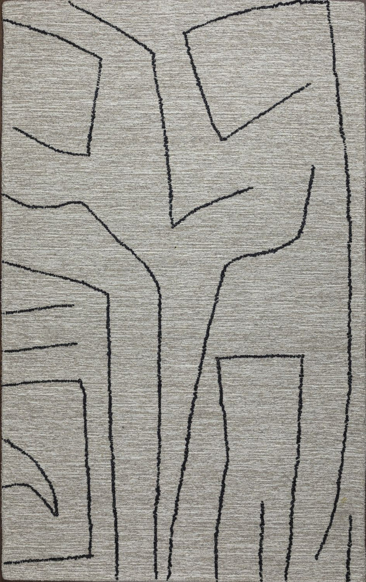 Abbey Valetta Natural, Brown, and Black Wool Handwoven Area Rug