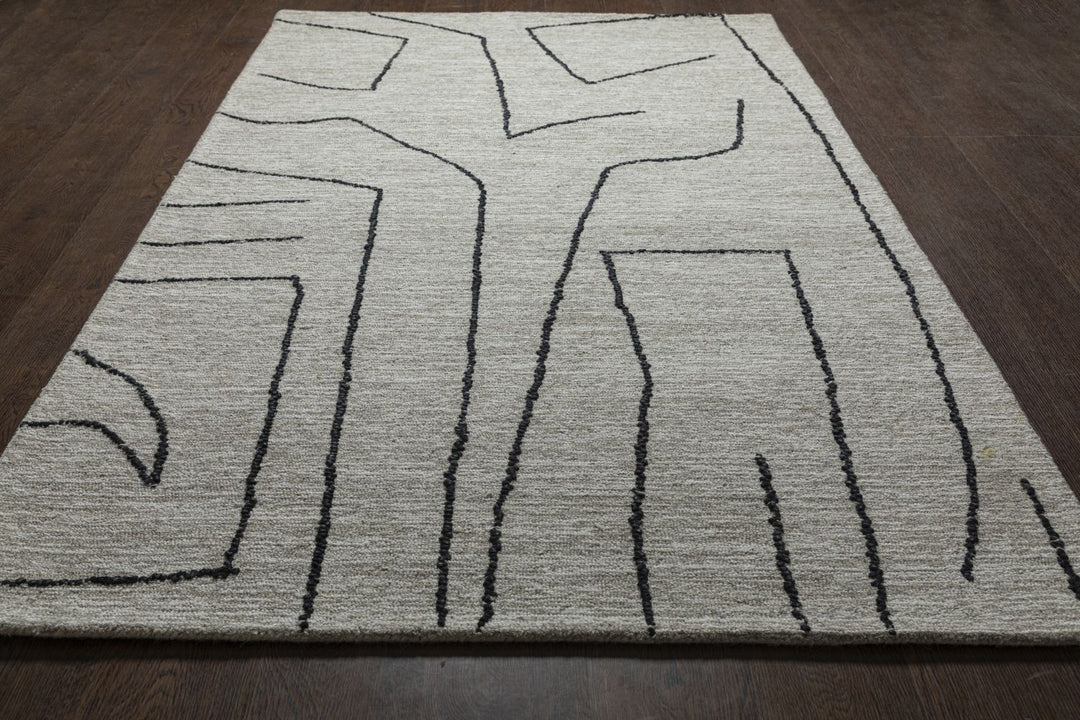 Abbey Valetta Natural, Brown, and Black Wool Handwoven Area Rug