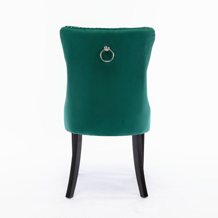 Velvet dining chair set of 2 button tufted backrest with loop pull design, modern style for kitchen dining room or living room seating