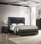 Contemporary Style 3pc Bedroom Set Queen Size Bed And 2x Nightstands Black Wood Gold Accent Legs
