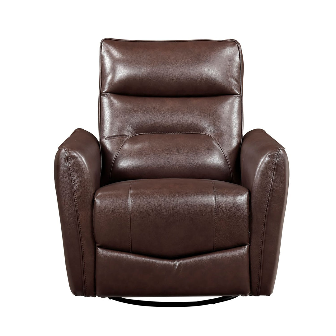1pc Recliner Chair with Swivel Motion Luxurious Comfort Brown Leather Upholstered Solid Wood Living Room Furniture