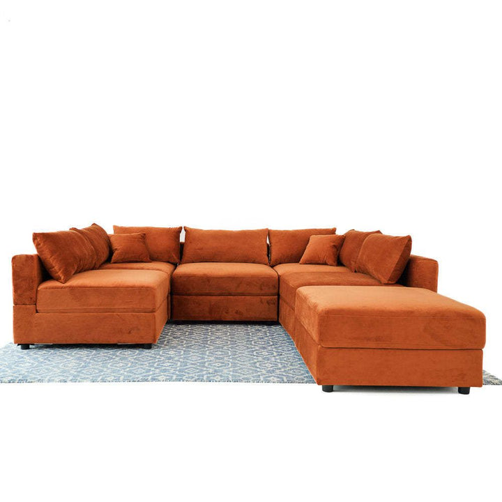 Hayward Burnt Orange Velvet Modular Sectional Sofa
