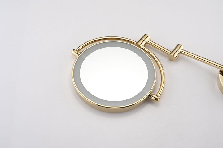 8 Inch LED Wall Mount Two-Sided Magnifying Makeup Vanity Mirror  Extension Finish 1X/3X Magnification Plug 360 Degree Rotation Waterproof Button Shaving Mirror