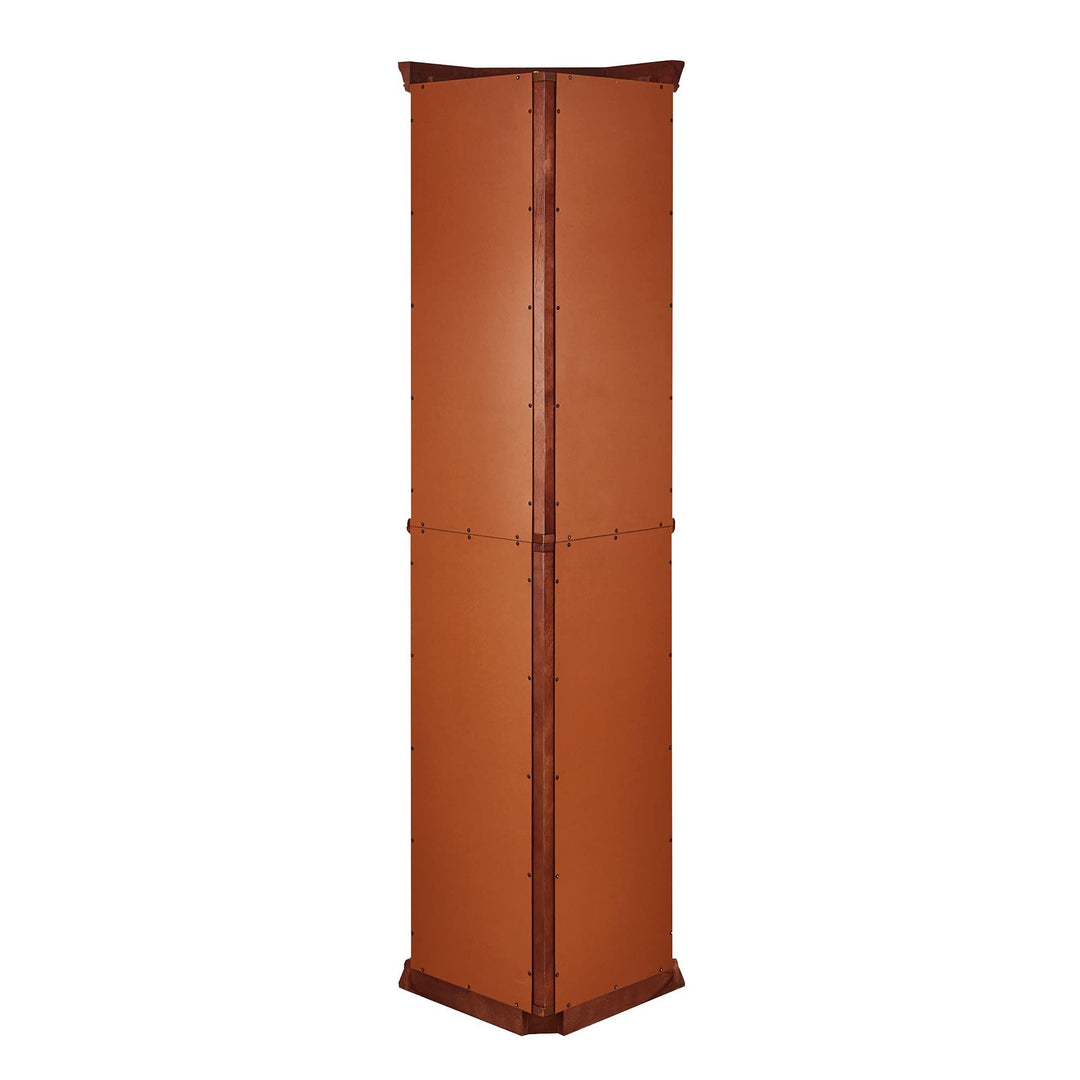 Corner Curio Cabinet with Lights, Adjustable Tempered Glass Shelves, Mirrored Back, Display Cabinet,Walnut (E26 light bulb not included)