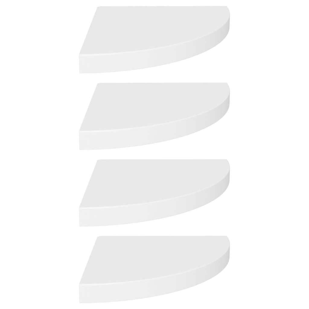 Floating Corner Shelves 4 pcs White 13.8"x13.8"x1.5" MDF