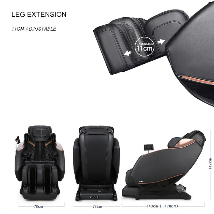 3D Full Body Zero Gravity Shiatsu Electric Massage Chair SL-Track Recliner with Airbag Speaker LCD Touch Screen+Mini Remote Voice Control Back Heat