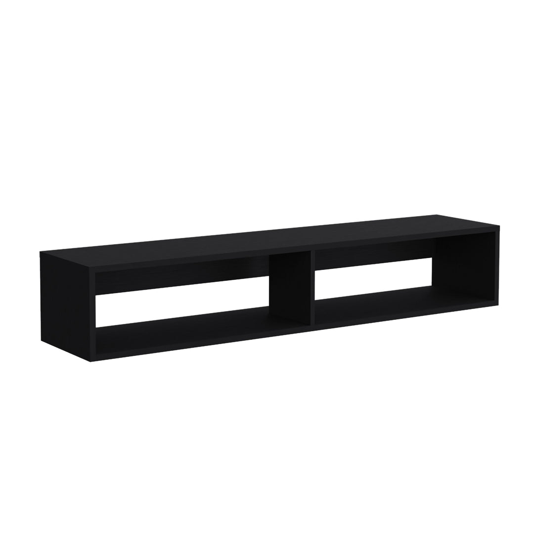 Warrior 59" Floating Tv Stand with Two open shelves, media compartments and cable management Black