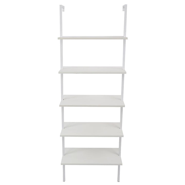 5-Shelf Wood Ladder Bookcase with Metal Frame Industrial 5-Tier Modern Ladder Shelf