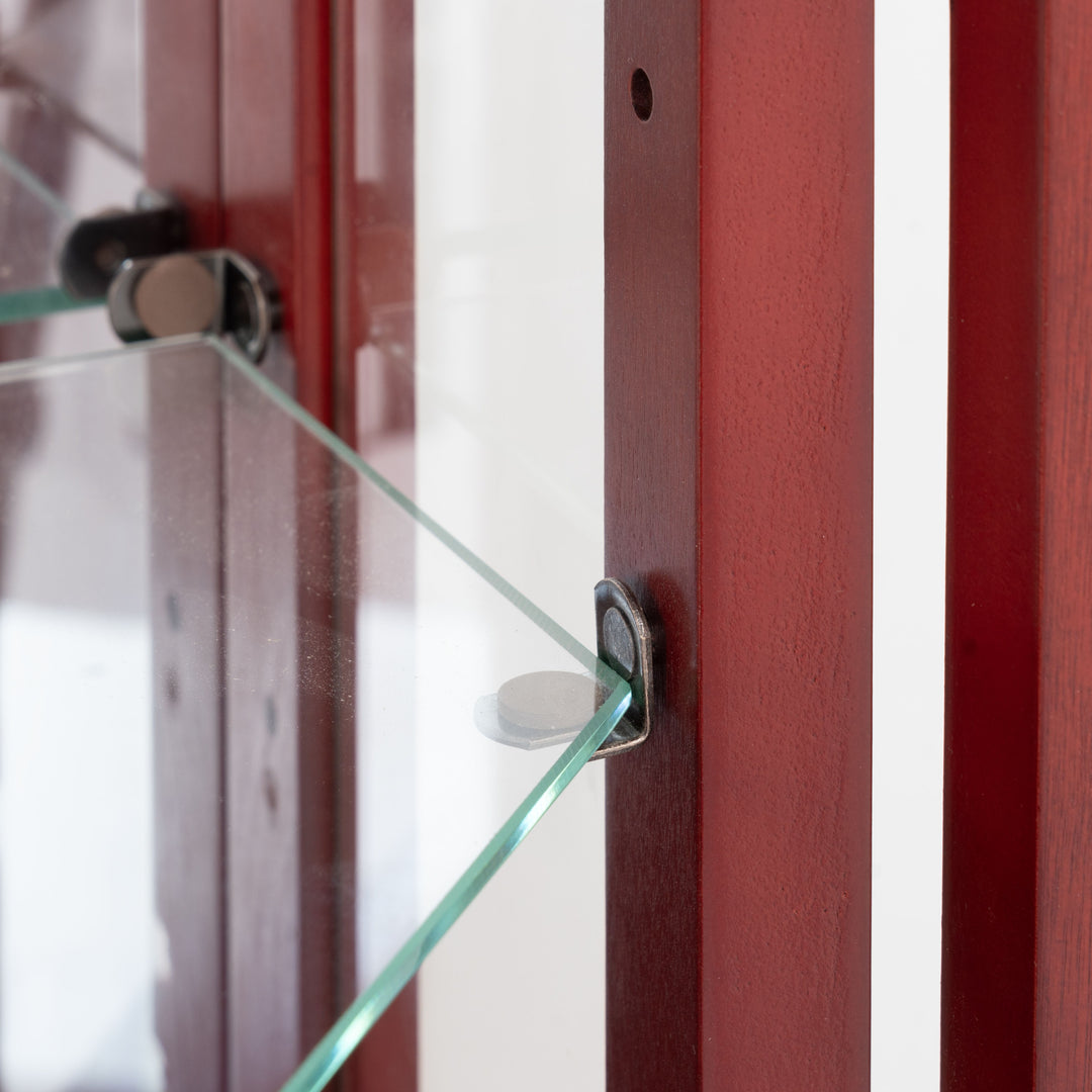 Corner Curio Cabinet Lighted Corner Display, Glass Display Shelf Shelving Bar cabinet with Tempered Glass Door, Bar Cabinet,Cabinet with Adjustable Shelf Glass Cabinet Shelves Bead Bulb Included