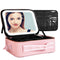 Travel Makeup Bag with LED Mirror Makeup Case Organizer with 3 Light Colors Adjustable Dividers Brush Holder Magnifying Mirror Dimmable USB Rechargeable