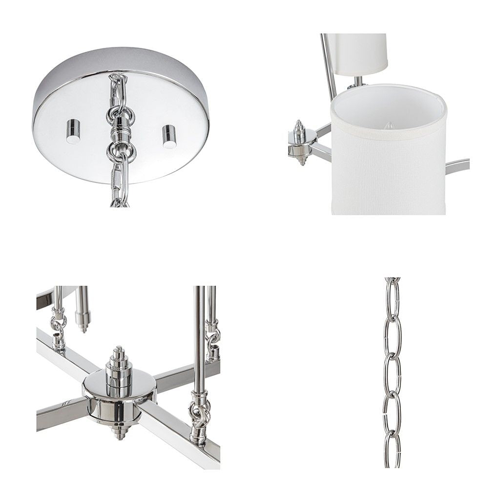 6-light Chandelier with Fabric Drum Shades