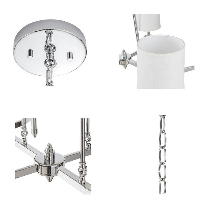 6-light Chandelier with Fabric Drum Shades