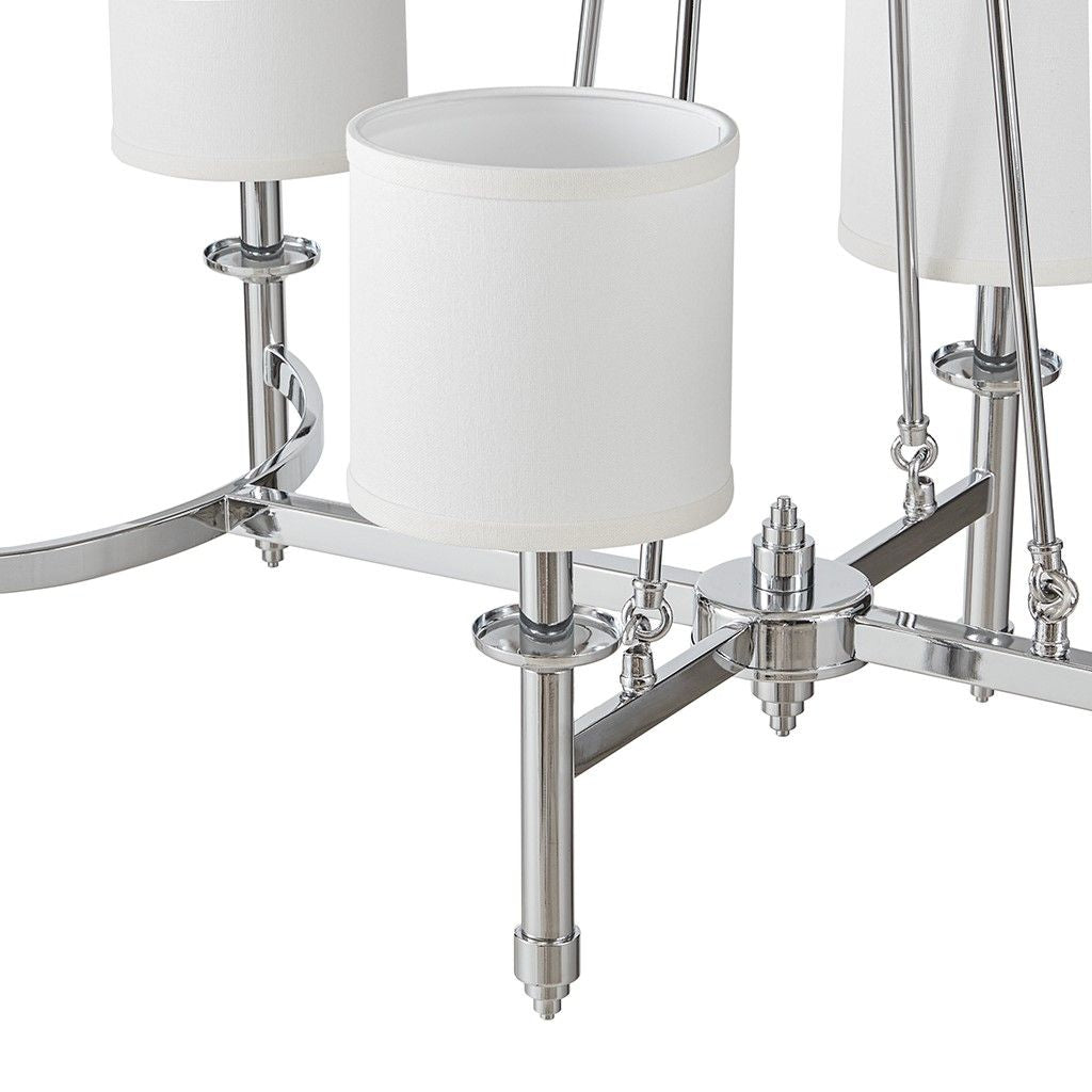 6-light Chandelier with Fabric Drum Shades