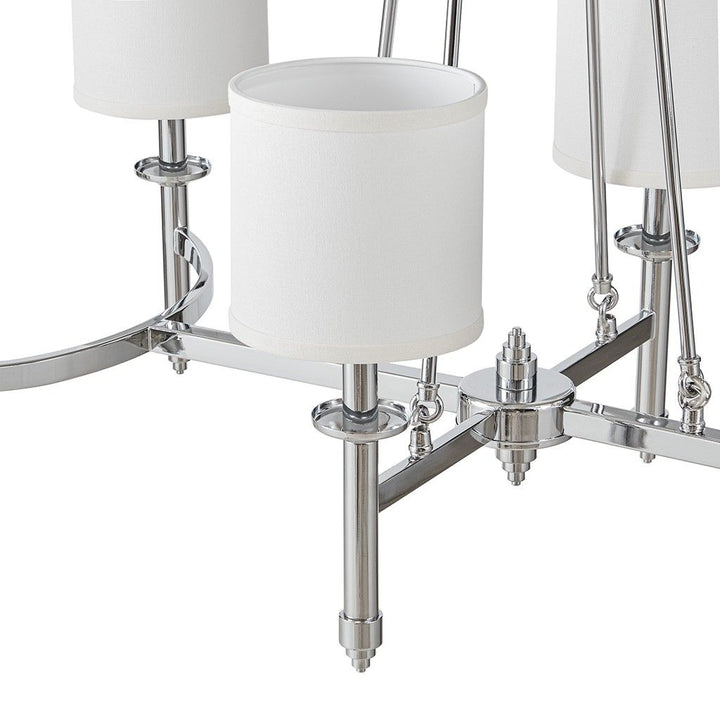 6-light Chandelier with Fabric Drum Shades