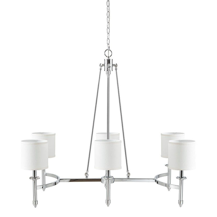 6-light Chandelier with Fabric Drum Shades