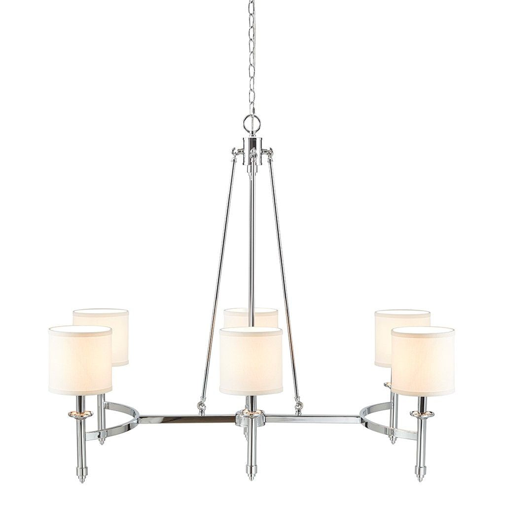 6-light Chandelier with Fabric Drum Shades