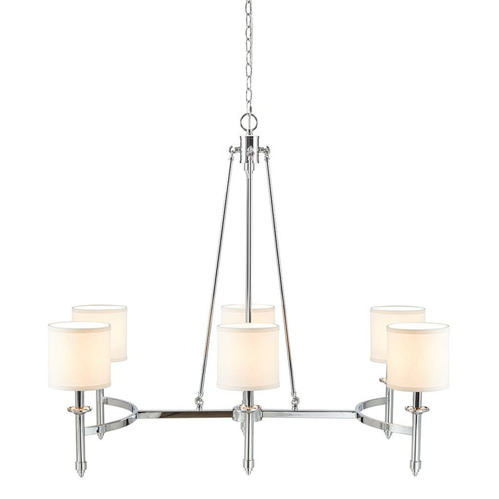6-light Chandelier with Fabric Drum Shades
