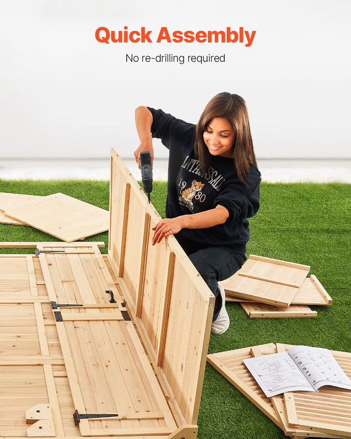 Outdoor Wooden Storage Shed Waterproof Garden Tool Shed with Lock 58x78 inch