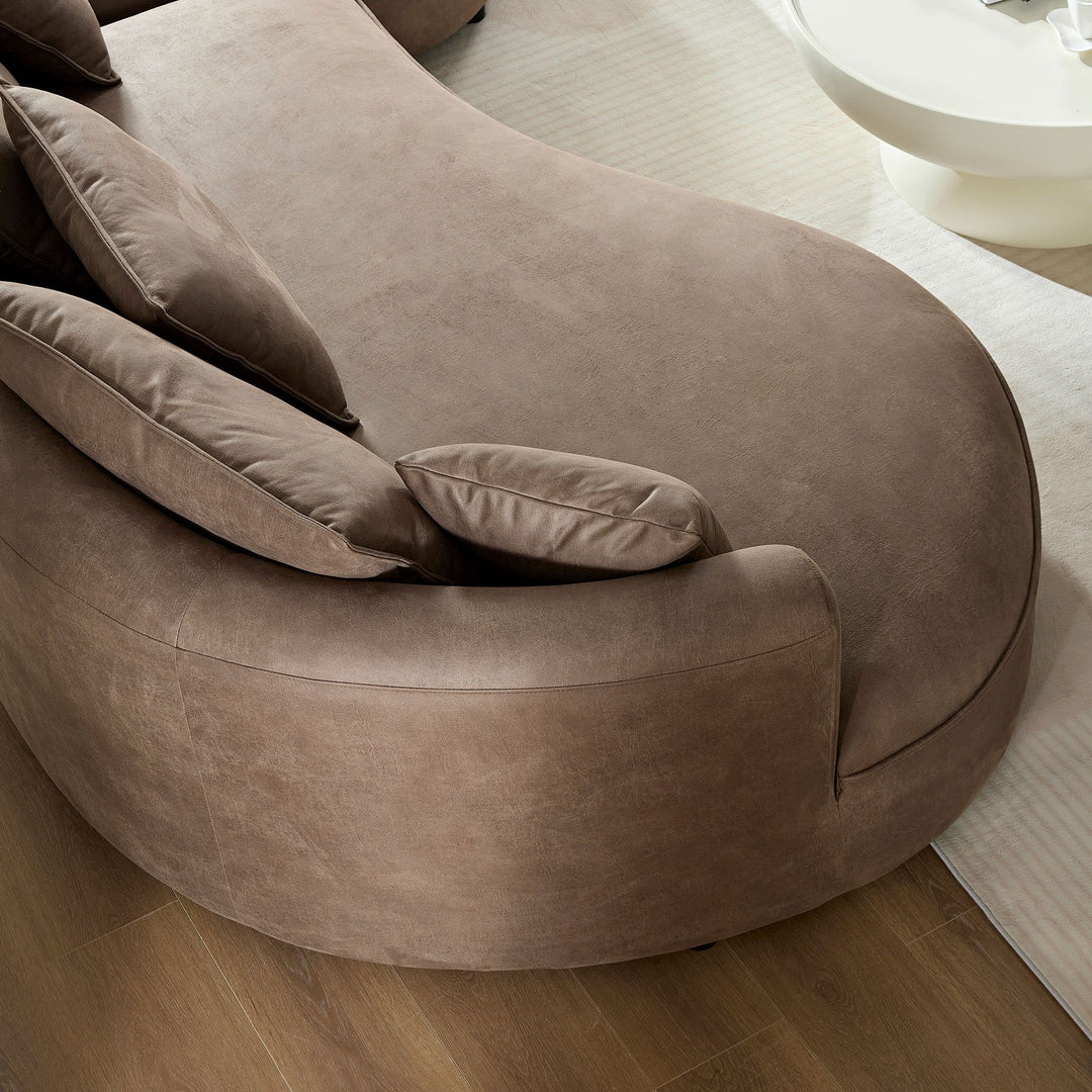 128.74 Inch Modern Sectional Curved Sofa Couch for Living Room,Leathaire Upholstered 5-Seat Sofa Couch, Technology Cloth Couch Set for Apartment Office,Brown