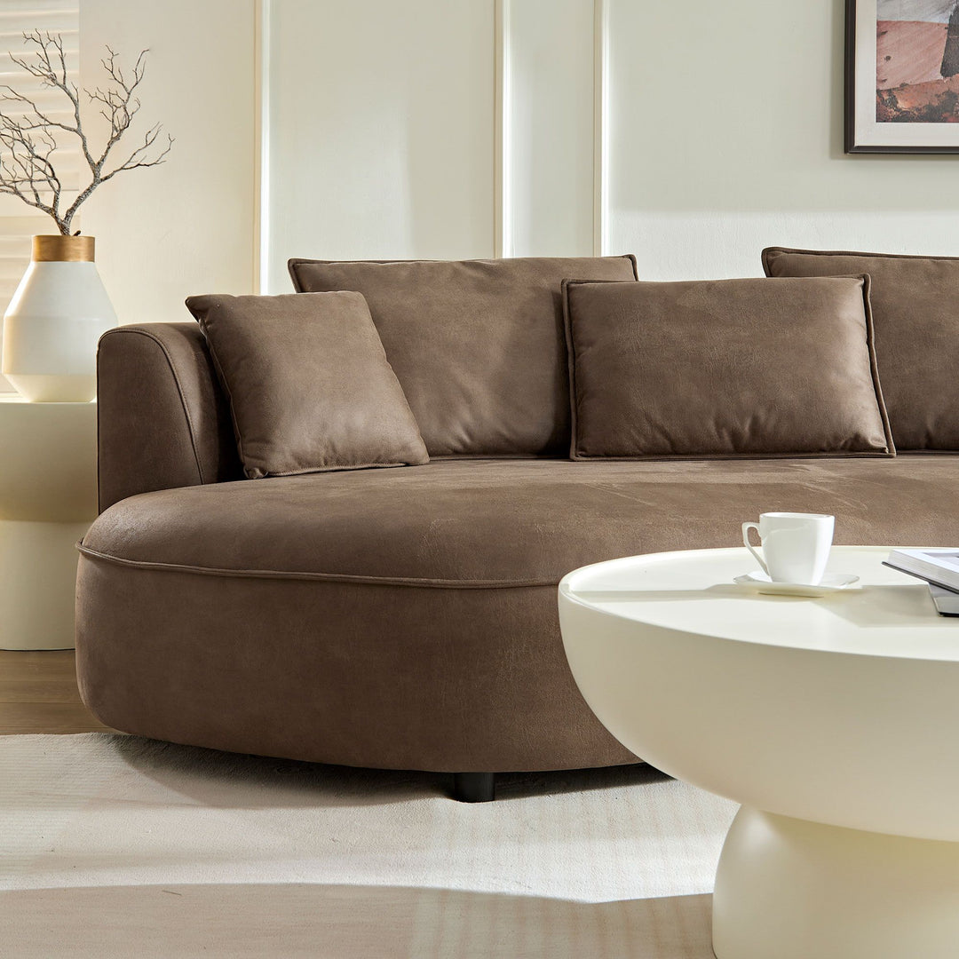 128.74 Inch Modern Sectional Curved Sofa Couch for Living Room,Leathaire Upholstered 5-Seat Sofa Couch, Technology Cloth Couch Set for Apartment Office,Brown