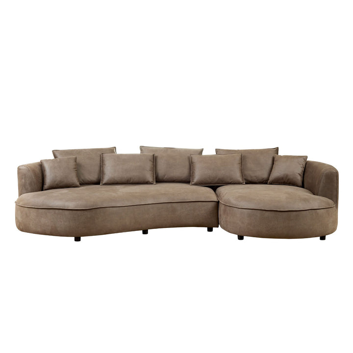 128.74 Inch Modern Sectional Curved Sofa Couch for Living Room,Leathaire Upholstered 5-Seat Sofa Couch, Technology Cloth Couch Set for Apartment Office,Brown