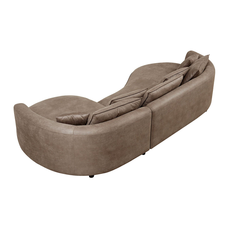 128.74 Inch Modern Sectional Curved Sofa Couch for Living Room,Leathaire Upholstered 5-Seat Sofa Couch, Technology Cloth Couch Set for Apartment Office,Brown