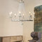 Crylite French Country Candle-Shaped 8-Light Crystal Bead Strands Metal Wheel Chandelier