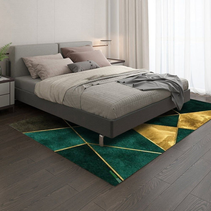 5' x 7' Green&Black&Gold Modern Geometirc Rectangle Indoor Area Rug Living Room&Bedroom