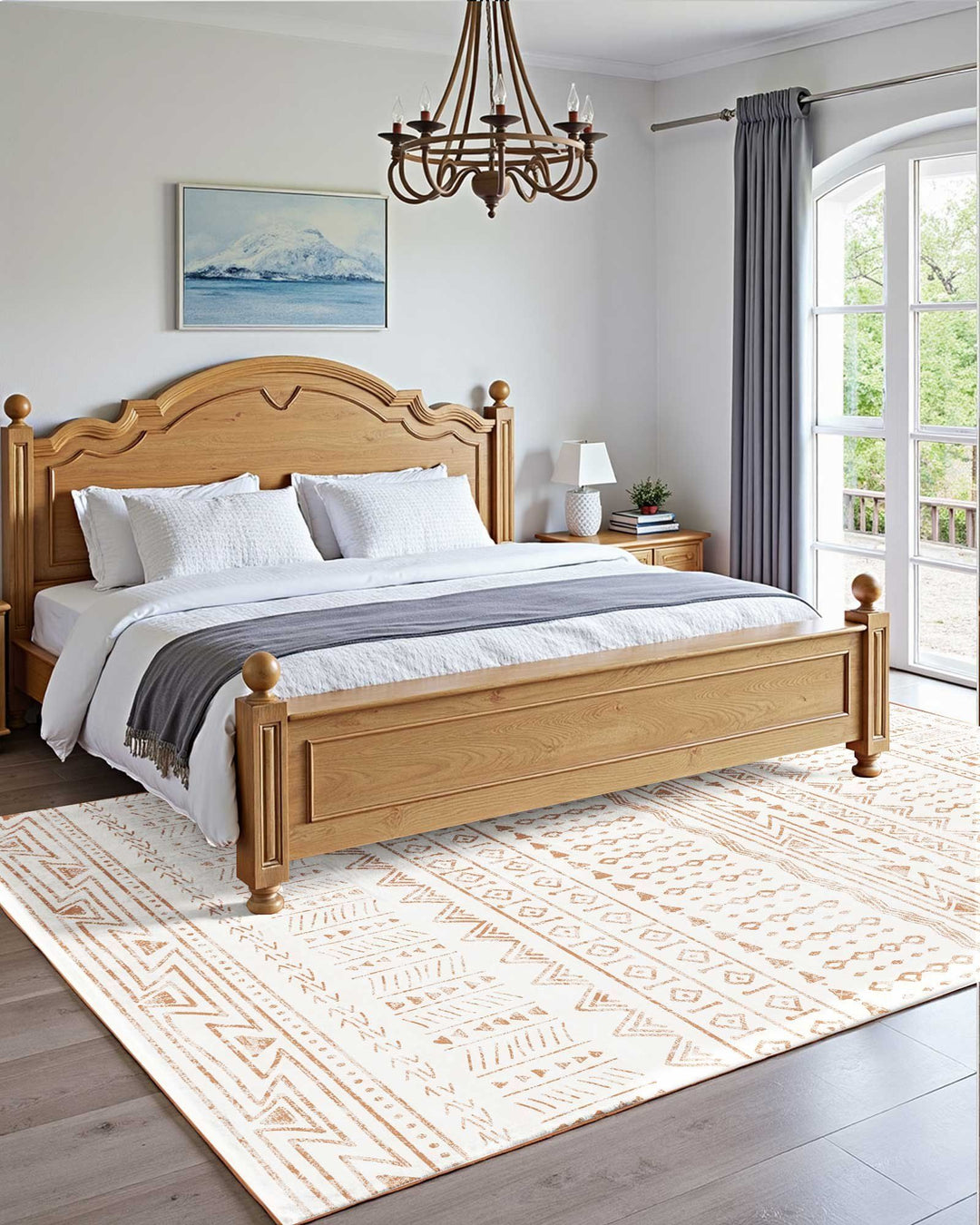 Large Area Rug 5 x 8 ft Anti-Skid and Tear-Resistant Floor Mat Modern Beige