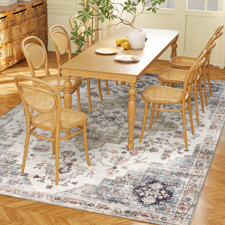 HOMCOM 5x7 Area Rug, Vintage Machine Washable Rug, Non-Slip Carpet for Living Room, Bedroom, Dining Room, Brown and Green