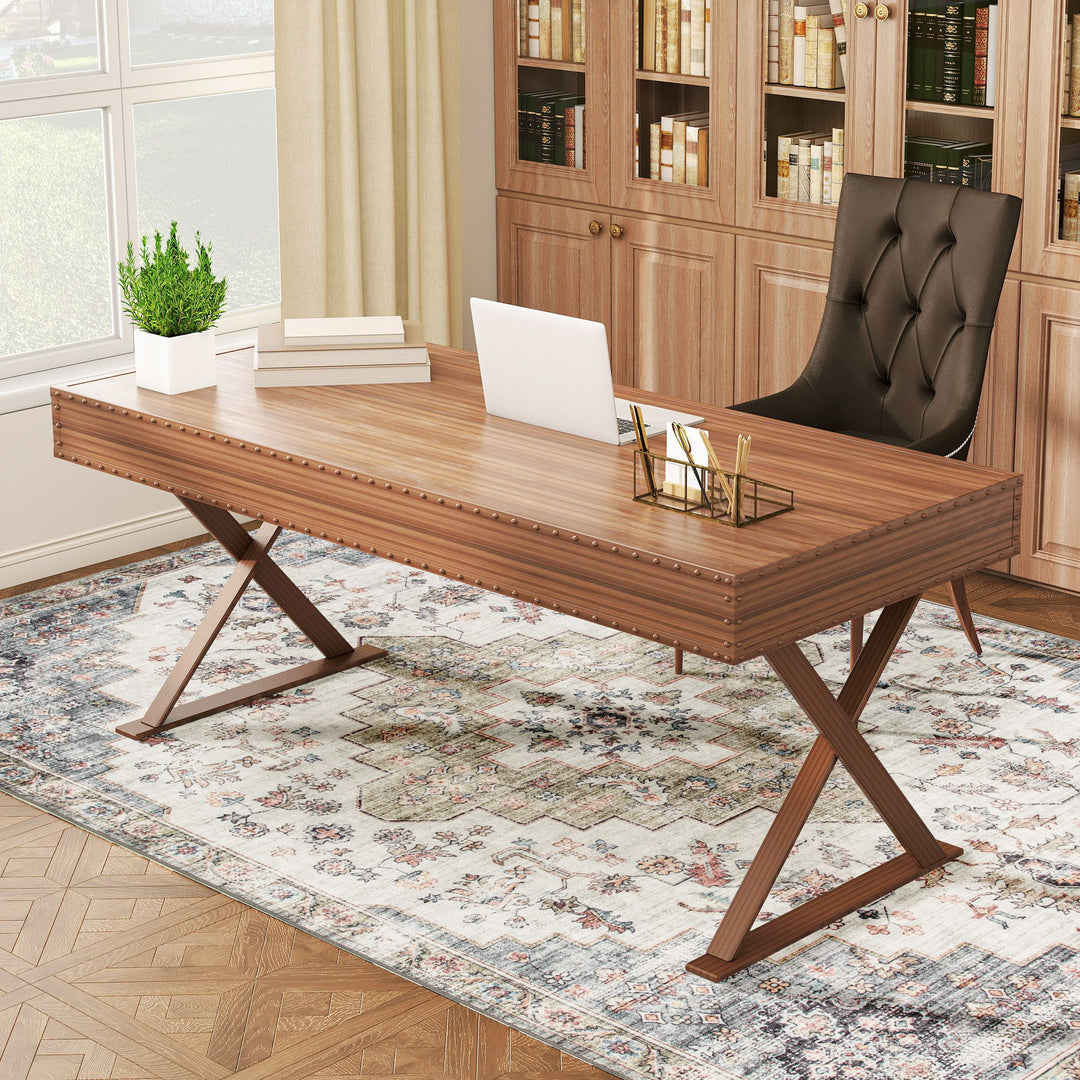 HOMCOM 5x7 Area Rug, Vintage Machine Washable Rug, Non-Slip Carpet for Living Room, Bedroom, Dining Room, Brown and Green