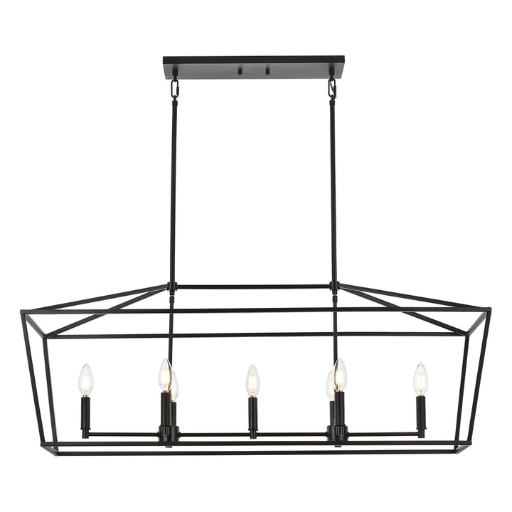 5-Light Kitchen Island Lighting Linear Traditional Classic Chandeliers, Farmhouse Dining Room Light Candle Pendant Lighting Hanging Matte Black Finish for Foyer Restaurant, E12 Base