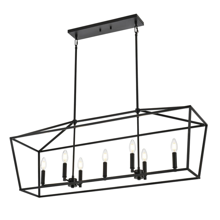 5-Light Kitchen Island Lighting Linear Traditional Classic Chandeliers, Farmhouse Dining Room Light Candle Pendant Lighting Hanging Matte Black Finish for Foyer Restaurant, E12 Base