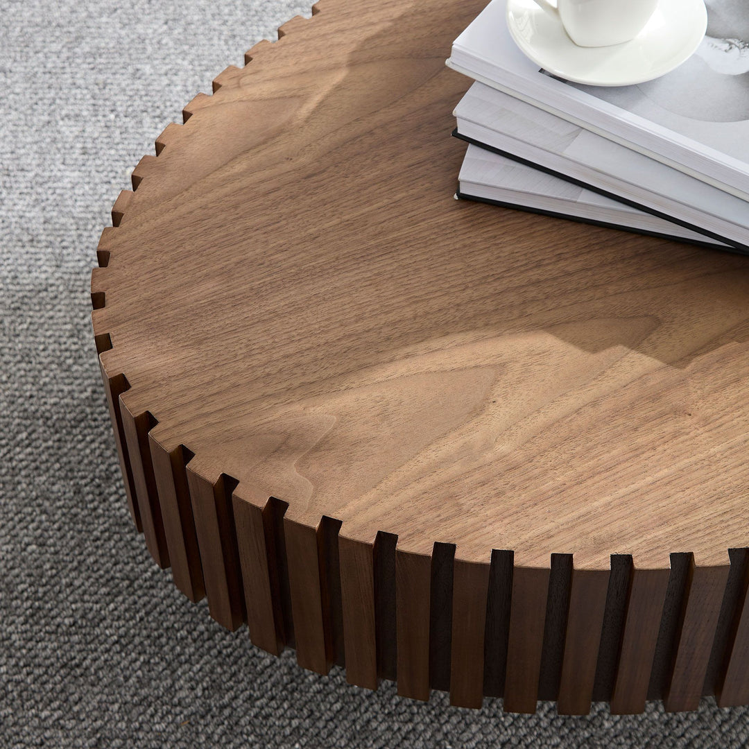 Modern Handcraft Drum Coffee Table Length 43.7 inch Ellipse Coffee Table for Living Room,Oval Small Coffee Table with Sturdy Pedestal