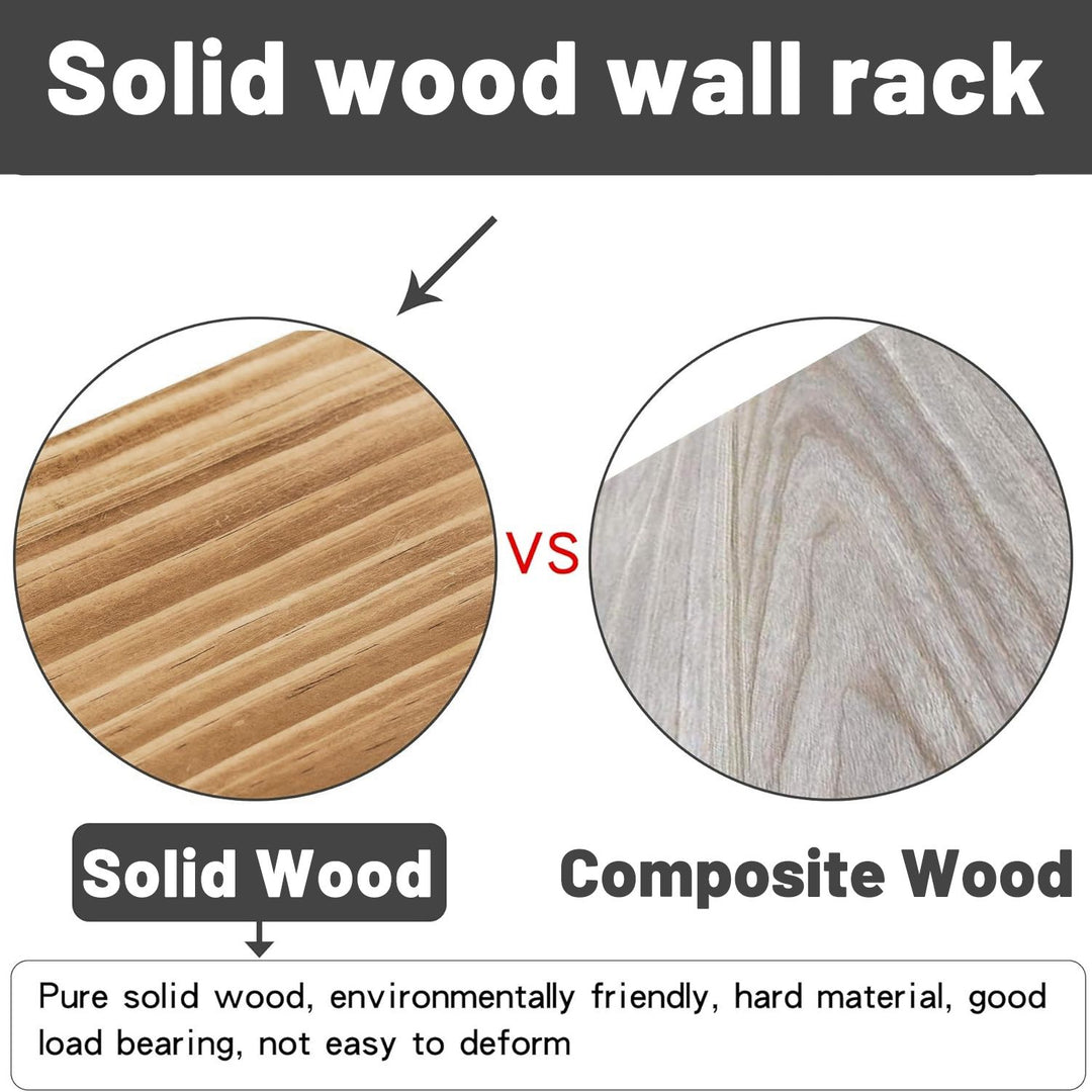 3 Pcs Wood Floating Shelves 3 Size Rustic Brown Wall Shelves Room Hanging Book Shelves Small Farmhouse Decor Wall Mounted Display for Living Room Bedroom Kitchen Bathroom Office