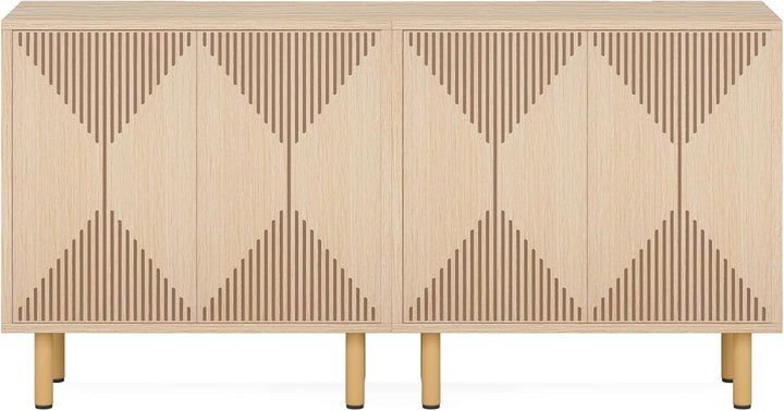 Natural Storage Cabinet Set, Freestanding Floor Cabinet, Classic 59 inches Sideboard, Wood Buffet Cabinet