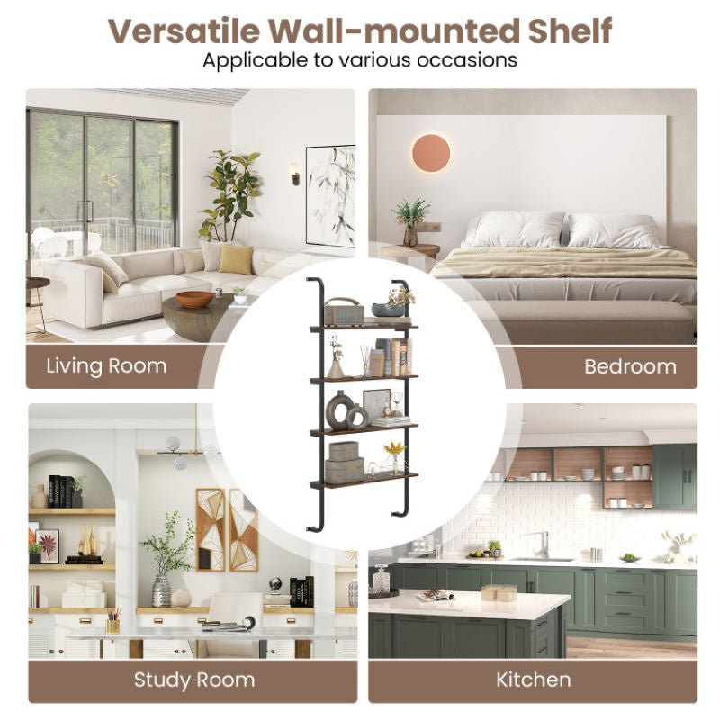 Industrial Style Shelving with Metal Frame for Living Room Kitchen