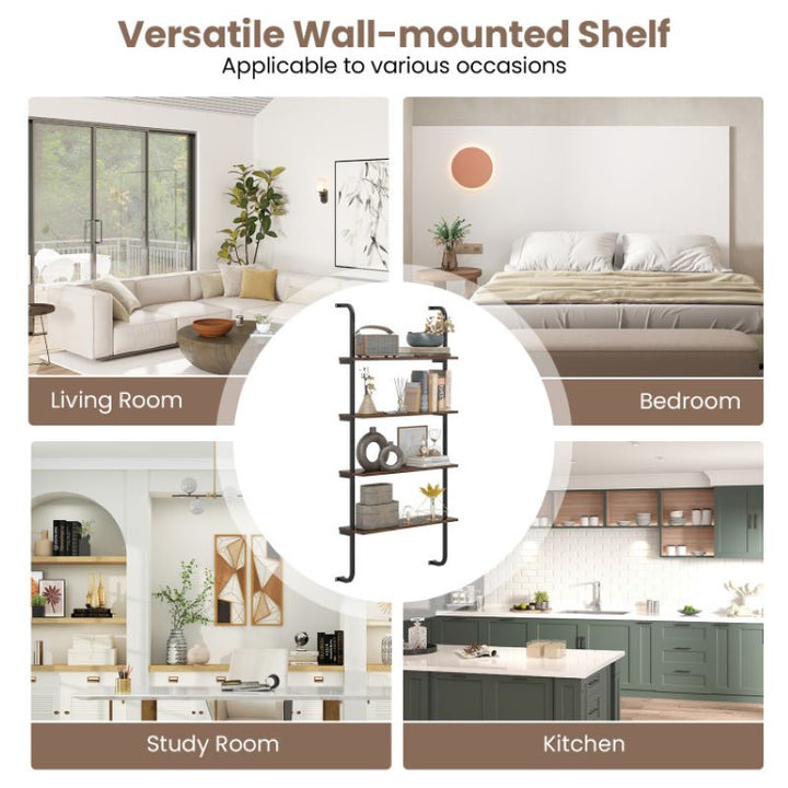 Industrial Style Shelving with Metal Frame for Living Room Kitchen