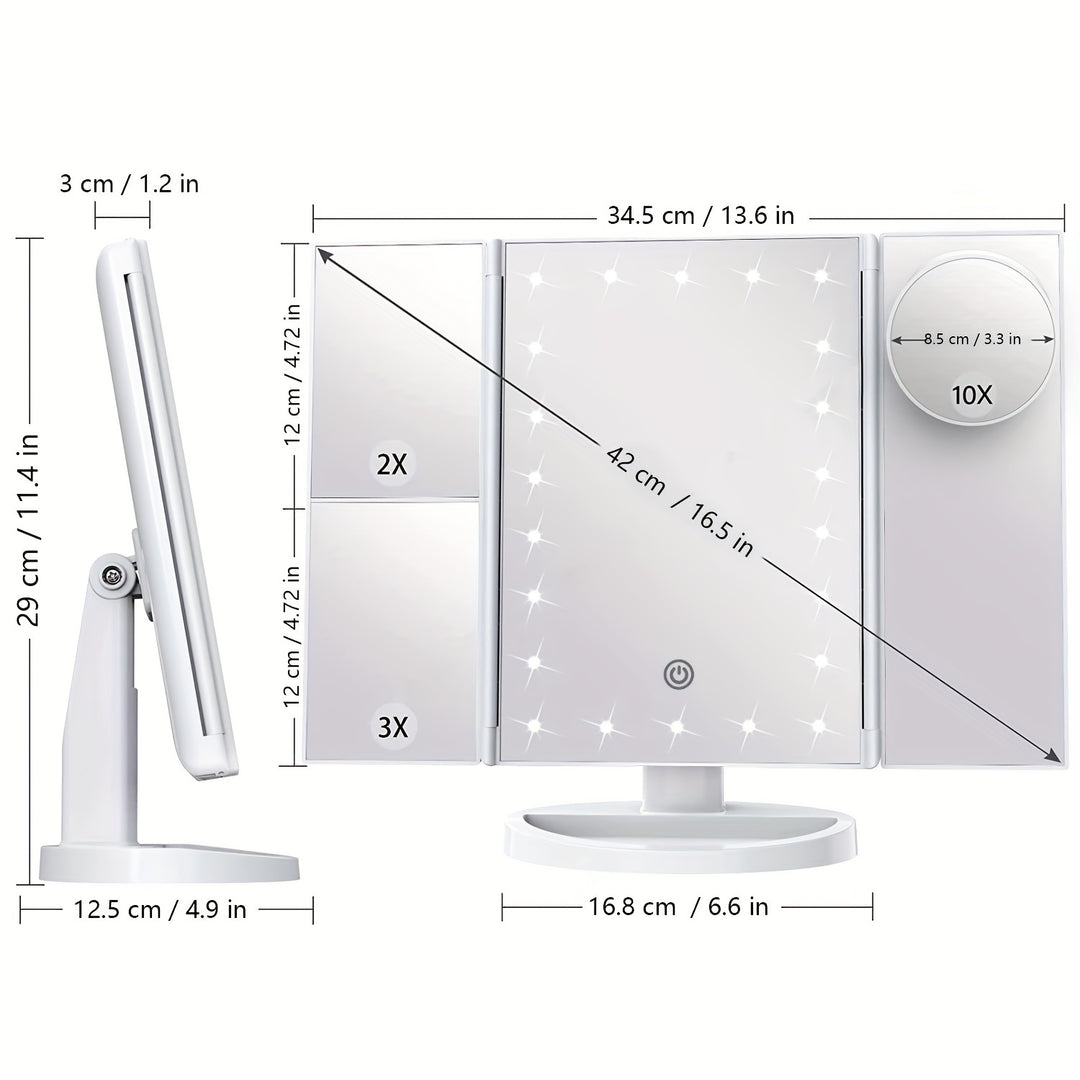 2X-10X Magnification Makeup Mirror with LED Lights & 180° Adjustable Bracket - Perfect for Holiday Gifts! Christmas Decorations