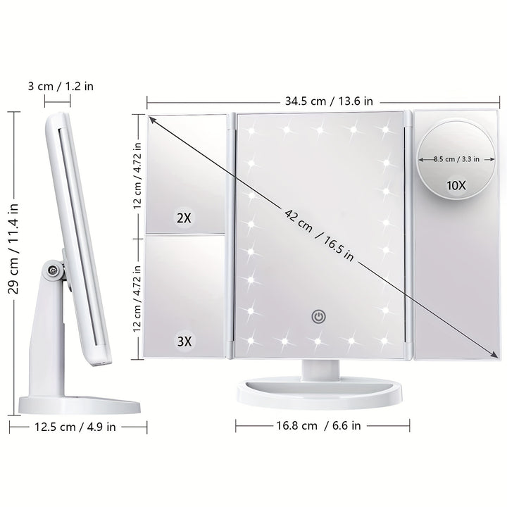 2X-10X Magnification Makeup Mirror with LED Lights & 180° Adjustable Bracket - Perfect for Holiday Gifts! Christmas Decorations