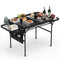 Foldable Camping Table Collapsible Picnic Aluminum Alloy Grill Stand BBQ Table with 66LBS Max Load Adjustable Height 2 Side Wing Trays Storage Net