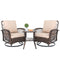 3 Pieces Patio Furniture Set, Outdoor Swivel Gliders Rocker, Wicker Patio Bistro Set with Rattan Rocking Chair, Glass Top Side Table and Thickened Cushions for Porch Deck Backyard, Brown Gradient Ratt