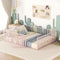 SafeNest Pink Floor Bed – Queen Metal Frame with Fence & Door | Kids Room | Trufairs